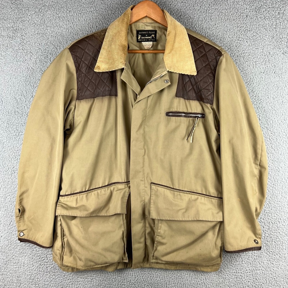 VTG Browning Field Hunting Coat Upland Game Pouch Mens Medium USA Made Talon Zip